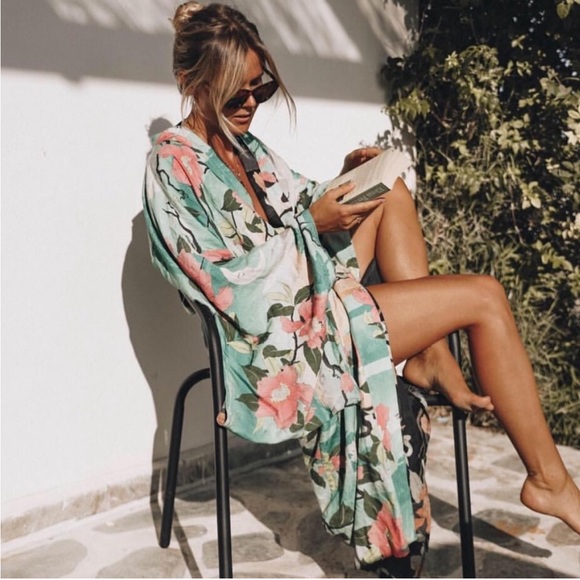 Spell & the gypsy nightingale kimono reversible black turquoise - Picture 5 of 17